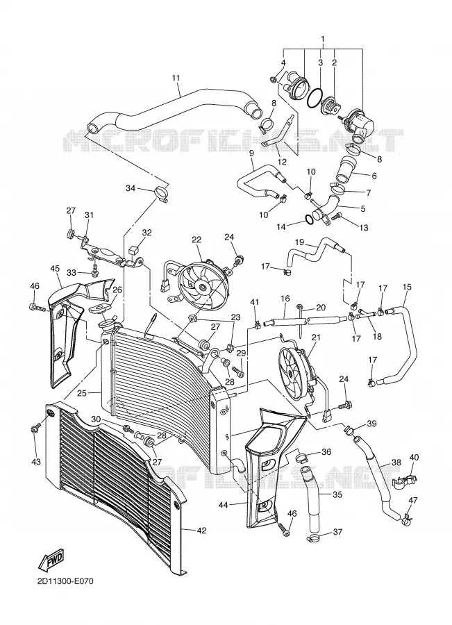 RADIATOR / HOSES Yamaha MOTO 1000 2007 FZ1  FZ1-N FAZER _