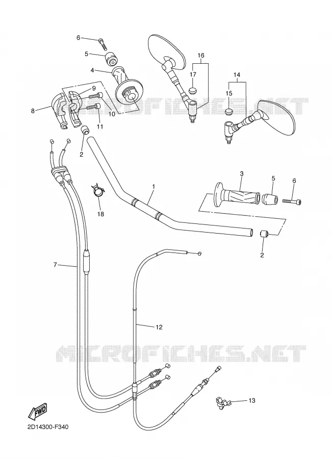 HANDLEBAR & CABLES Yamaha MOTO 1000 2007 FZ1  FZ1-N FAZER _