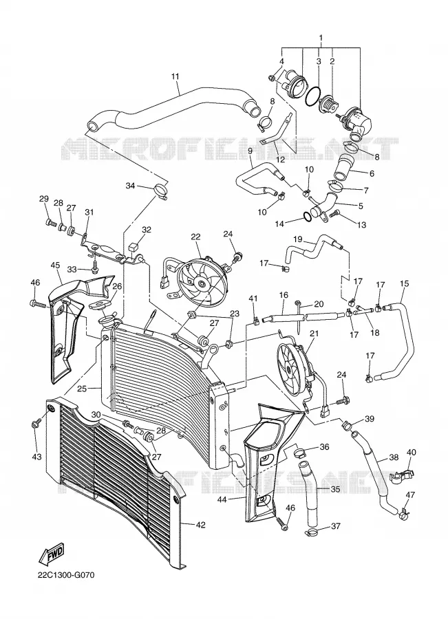 RADIATOR / HOSES Yamaha MOTO 1000 2008 FZ1 ABS  FZ1-NA FAZER _