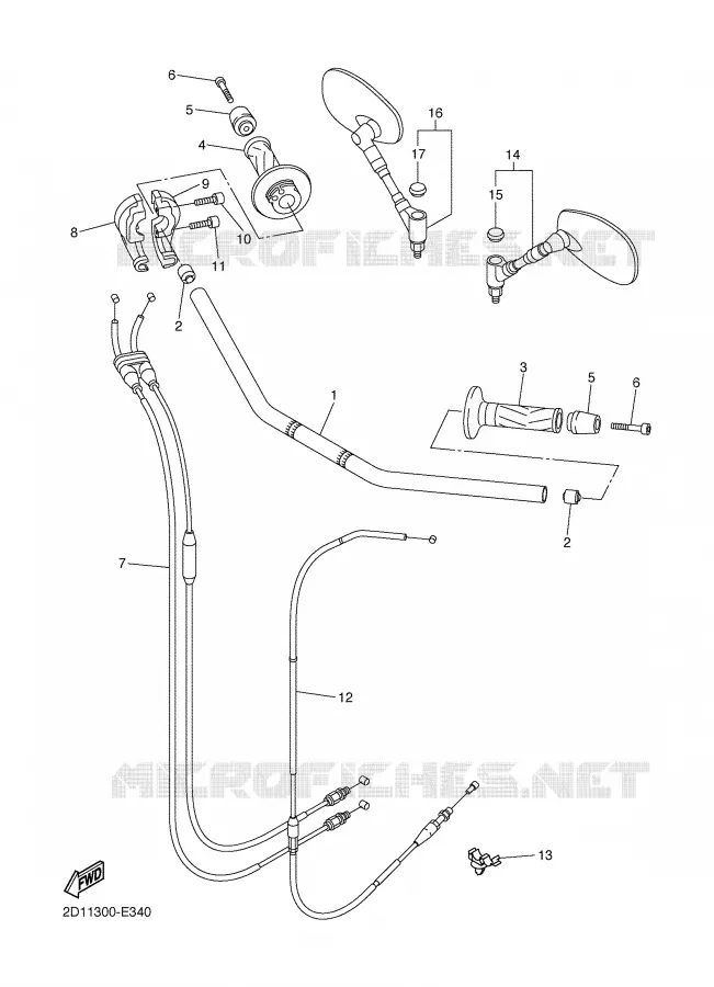 HANDLEBAR & CABLES Yamaha MOTO 1000 2006 FZ1  FZ1-N FAZER _