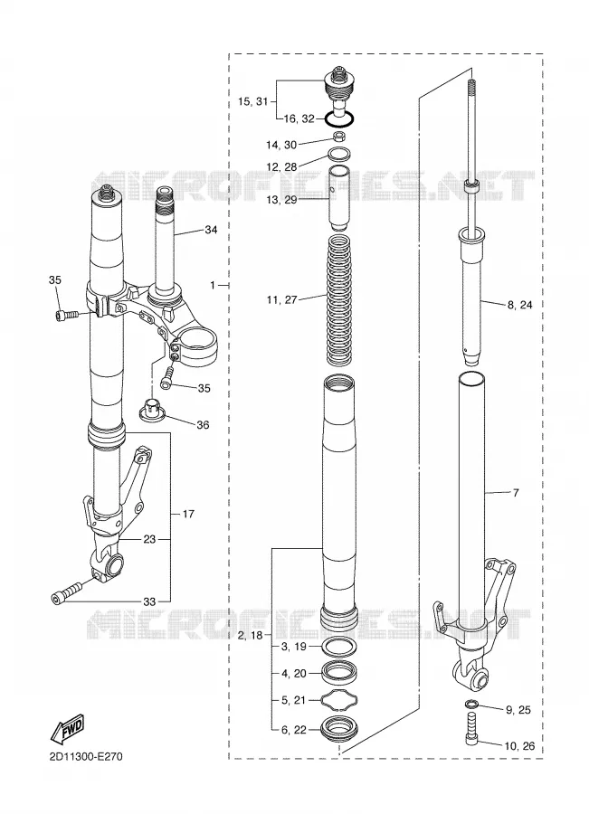 FRONT FORK Yamaha MOTO 1000 2007 FZ1  FZ1-N FAZER _
