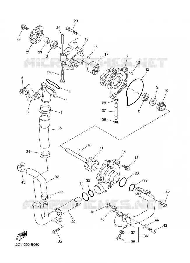 WATERPUMP / HOSES Yamaha MOTO 1000 2007 FZ1  FZ1-N FAZER _