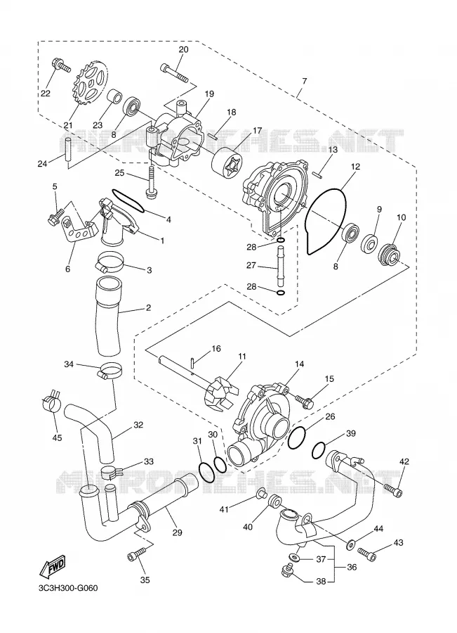 WATERPUMP / HOSES Yamaha MOTO 1000 2008 FZ1  FZ1-N FAZER _