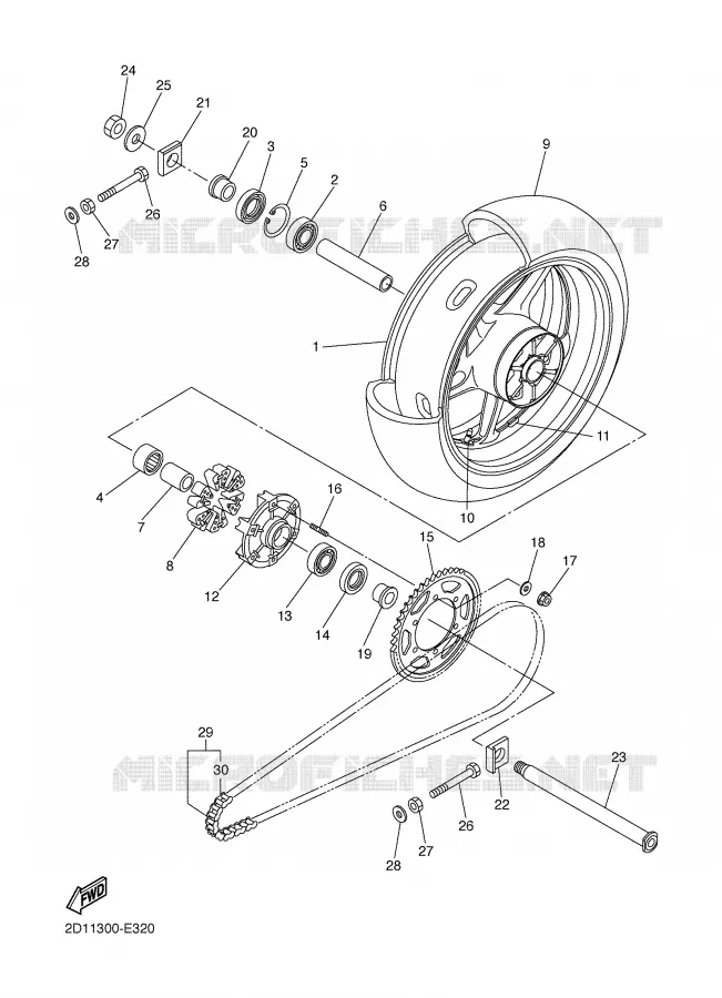 REAR WHEEL Yamaha MOTO 1000 2006 FAZER  FZ1-S
