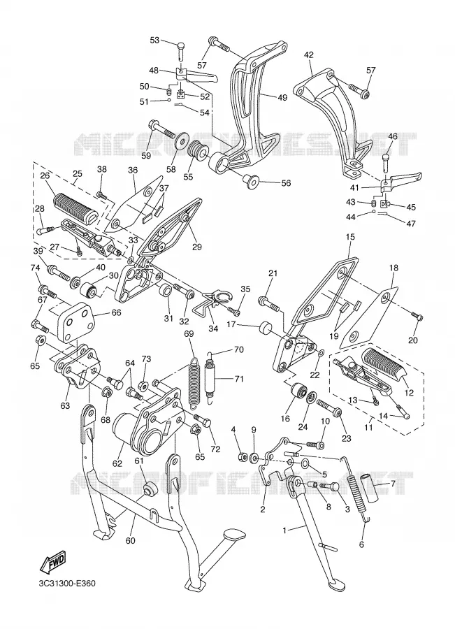 STAND / FOOTREST Yamaha MOTO 1000 2006 FAZER  FZ1-S