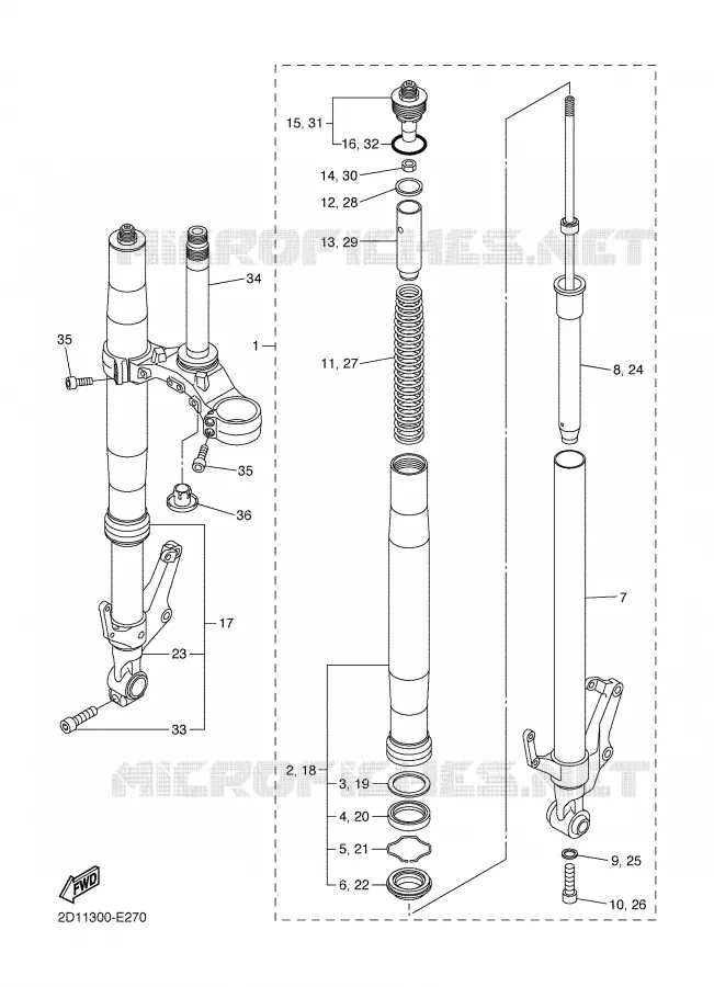 FRONT FORK Yamaha MOTO 1000 2006 FAZER  FZ1-S