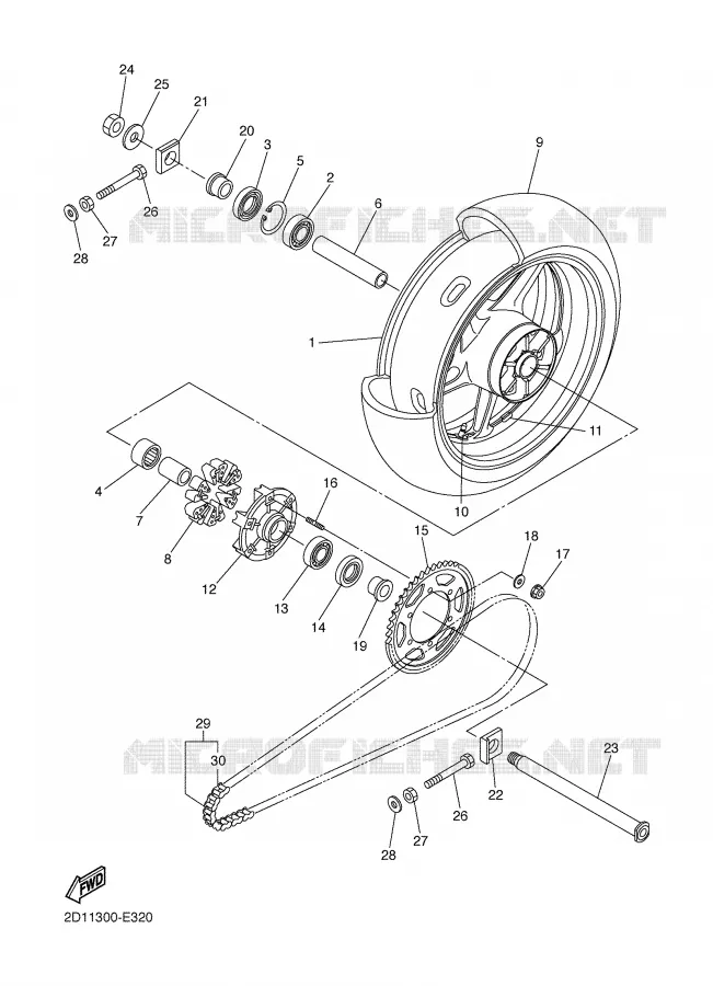 REAR WHEEL Yamaha MOTO 1000 2006 FAZER  FZ1-S