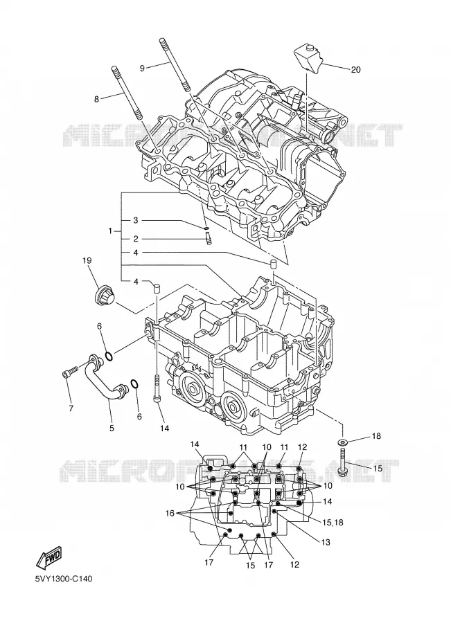 CRANKCASE Yamaha MOTO 1000 2006 FAZER  FZ1-S