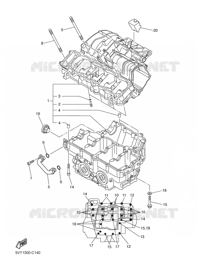 CRANKCASE Yamaha MOTO 1000 2006 FAZER  FZ1-S