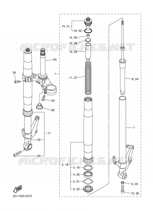FRONT FORK Yamaha MOTO 1000 2007 FAZER  FZ1-S