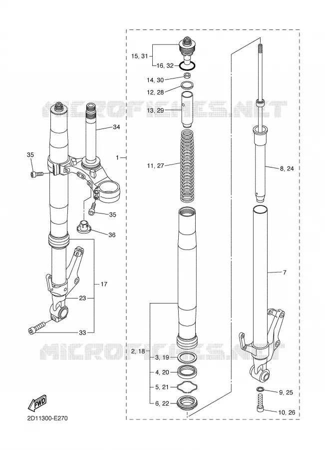 FRONT FORK Yamaha MOTO 1000 2007 FAZER  FZ1-S