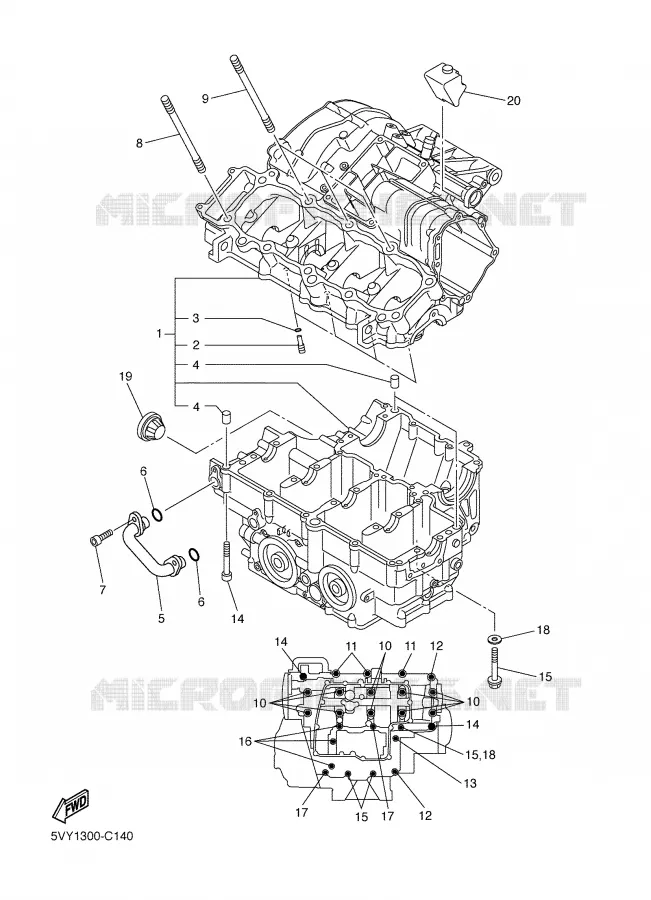 CRANKCASE Yamaha MOTO 1000 2008 FAZER  FZ1-S