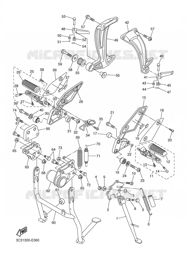 STAND / FOOTREST Yamaha MOTO 1000 2006 FAZER  FZ1-SV