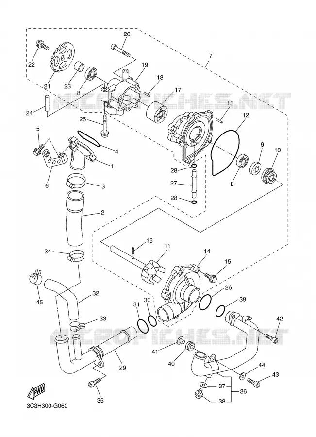 WATERPUMP / HOSES Yamaha MOTO 1000 2008 FAZER  FZ1-SX