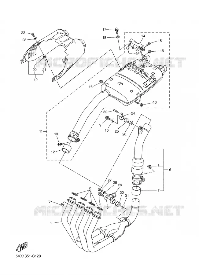 EXHAUST Yamaha MOTO 600 2004 FZ6  FZ6-N
