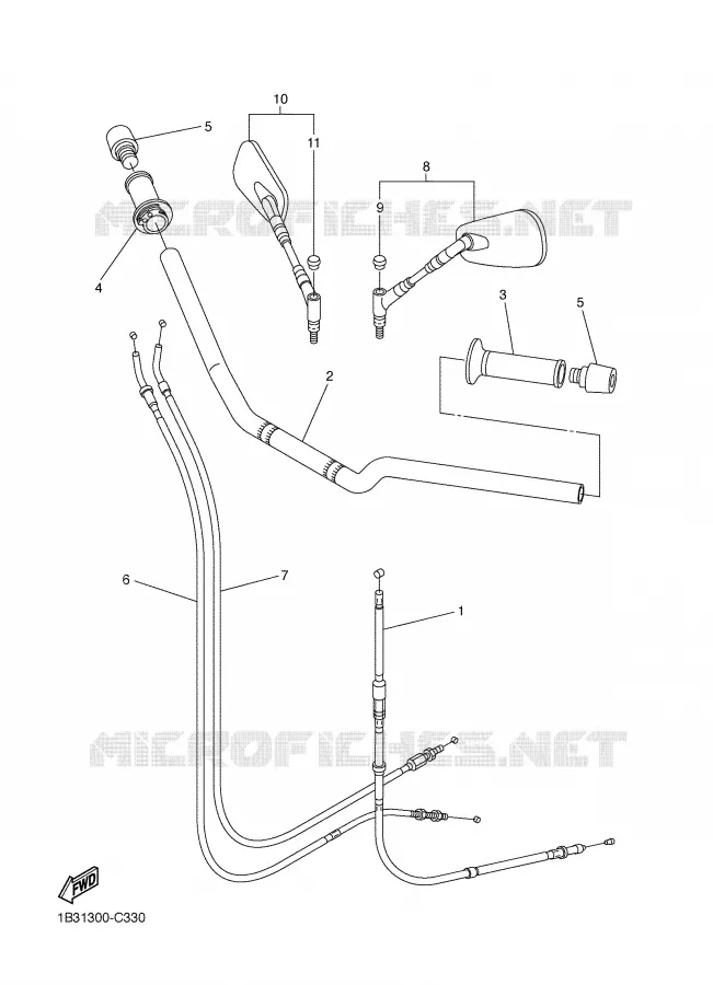 HANDLEBAR & CABLES Yamaha MOTO 600 2004 FZ6  FZ6-N