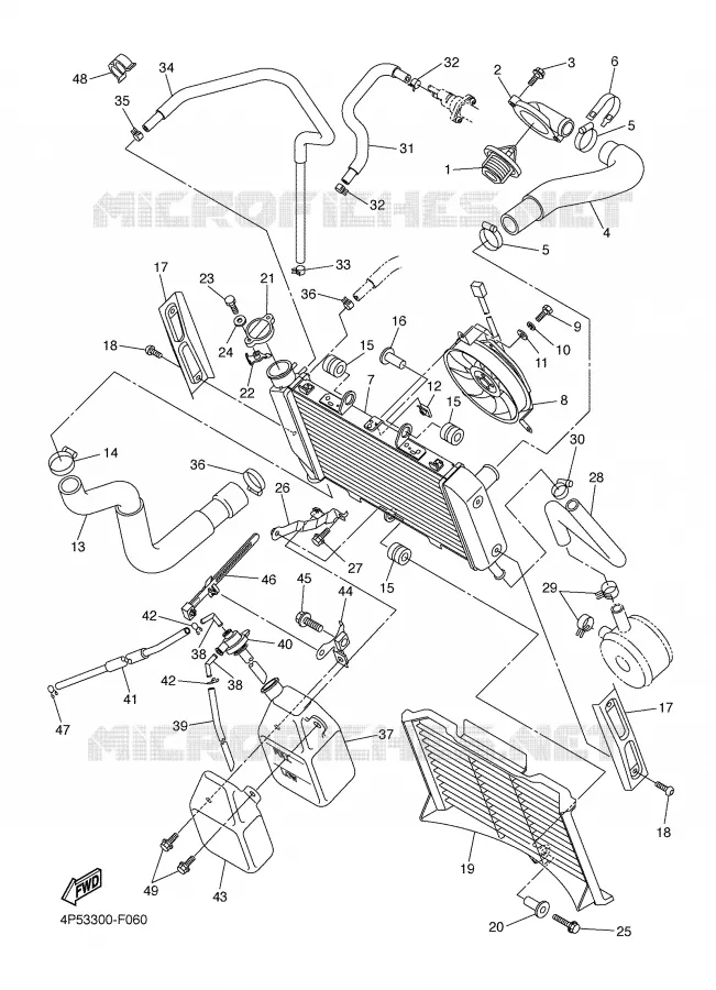 RADIATOR / HOSES Yamaha MOTO 600 2007 FZ6 S2 ABS  FZ6-NAHG