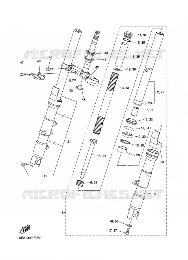 FRONT FORK Yamaha MOTO 600 2007 FZ6 S2 ABS  FZ6-NAHG