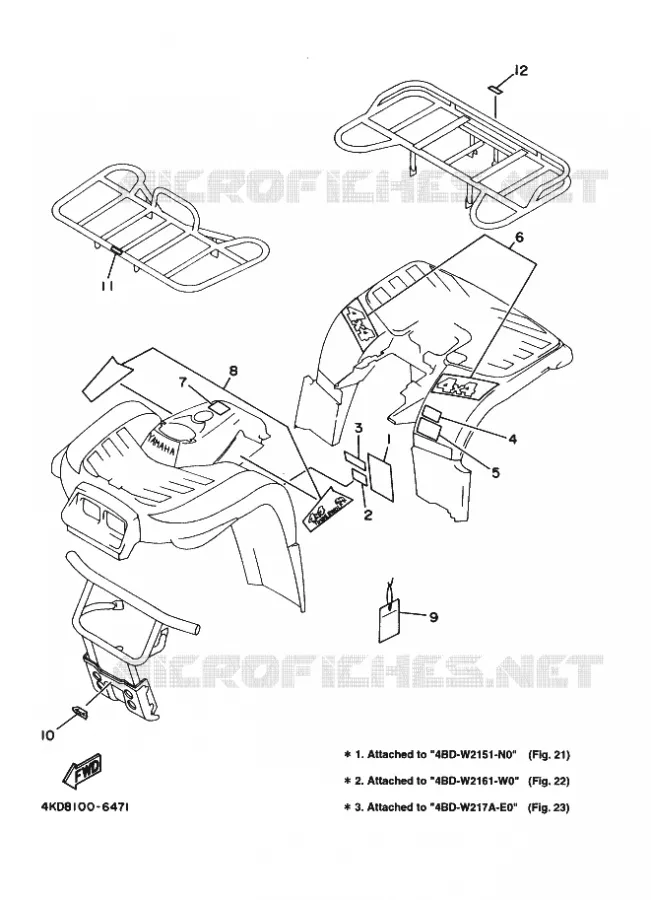 STICKER / LABEL 1 Yamaha QUAD 250 1998 TIMBERWOLF  YFB250FW