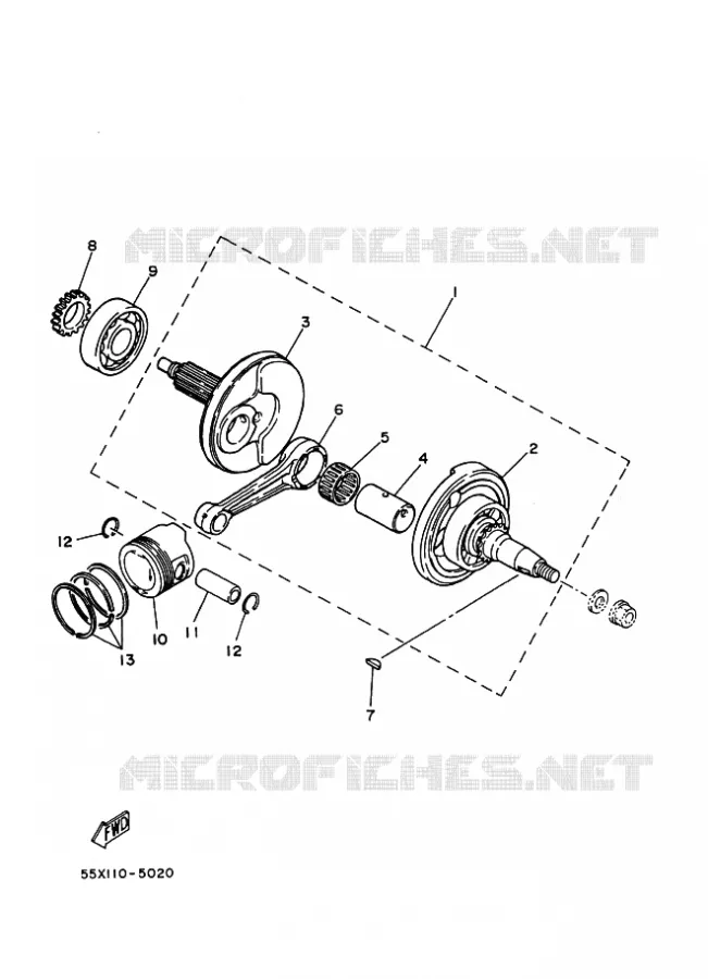CRANKSHAFT / PISTON Yamaha QUAD 80 1997 RAPTOR  YFM80