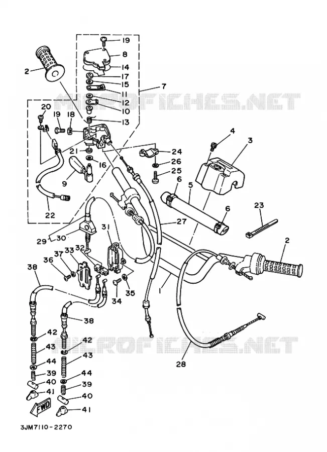 HANDLEBAR & CABLES Yamaha QUAD 200 1997 BLASTER  YFS200 BLASTER