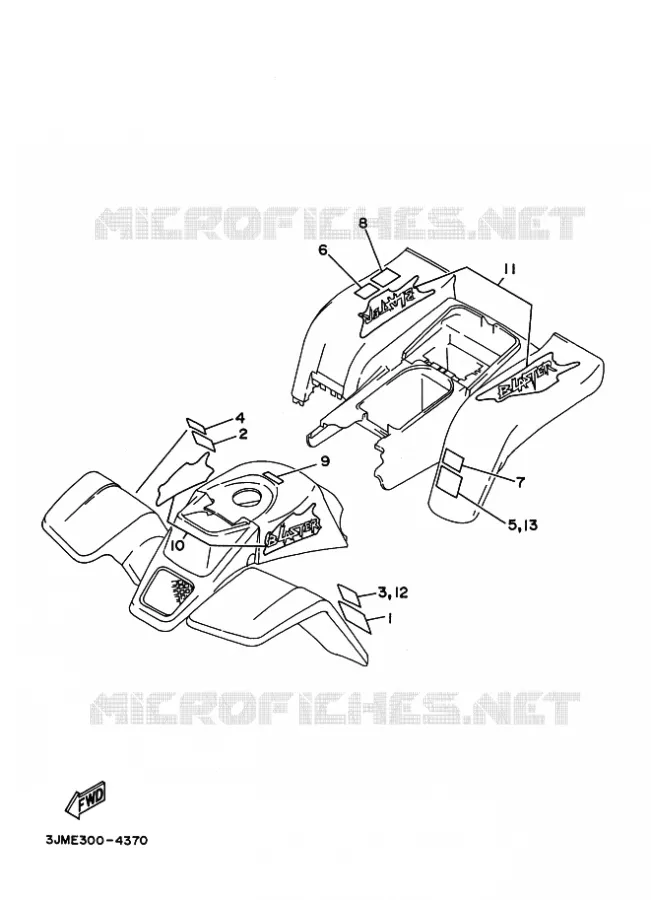 STICKER / LABEL 2 Yamaha QUAD 200 1997 BLASTER  YFS200 BLASTER