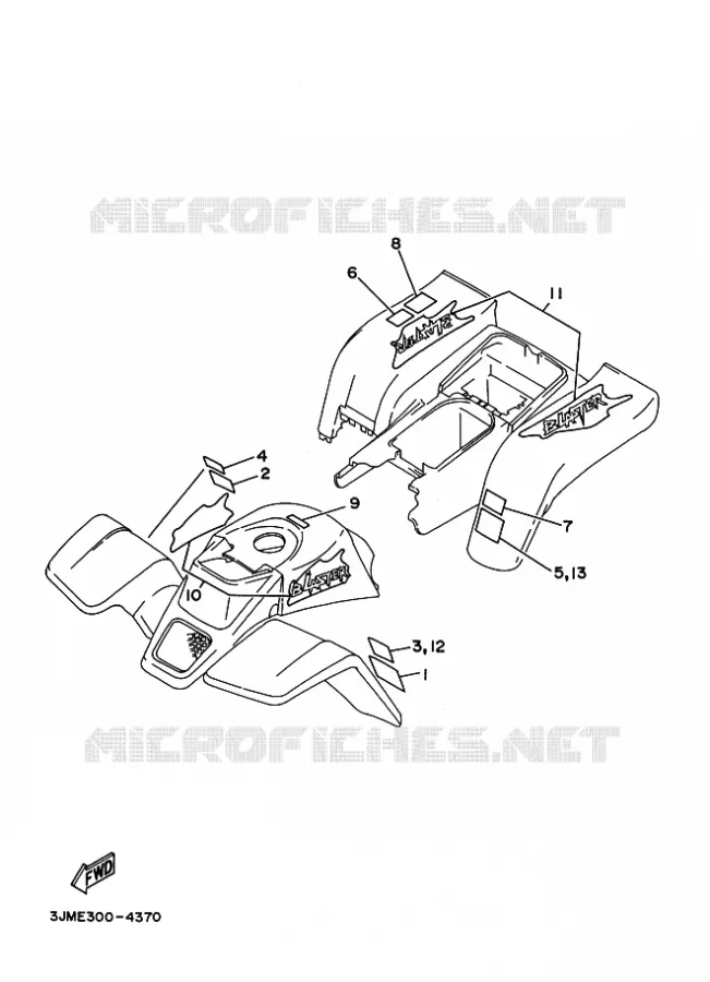 STICKER / LABEL 2 Yamaha QUAD 200 1997 BLASTER  YFS200 BLASTER
