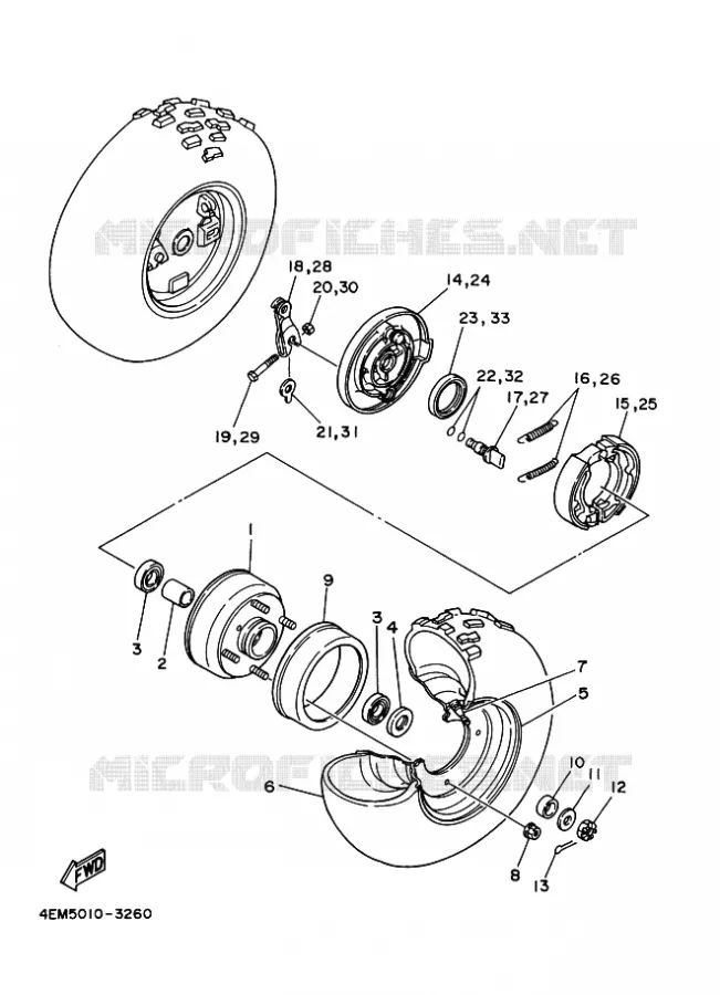 FRONT WHEEL Yamaha QUAD 80 1996 RAPTOR  YFM80