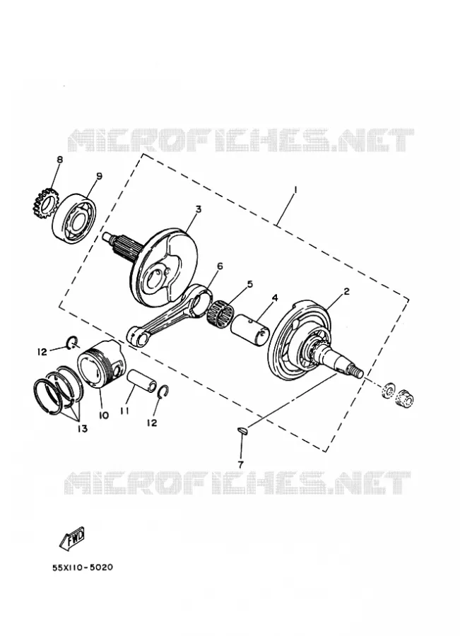 CRANKSHAFT / PISTON Yamaha QUAD 80 1995 RAPTOR  YFM80