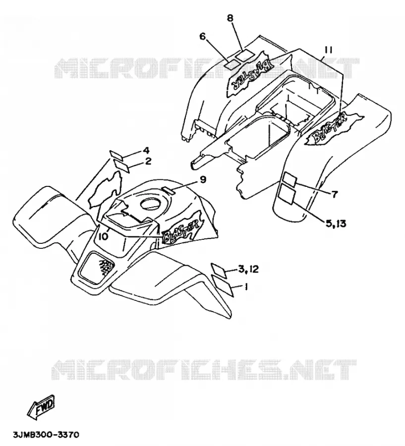 STICKER / LABEL 1 Yamaha QUAD 200 1993 BLASTER  YFS200 BLASTER