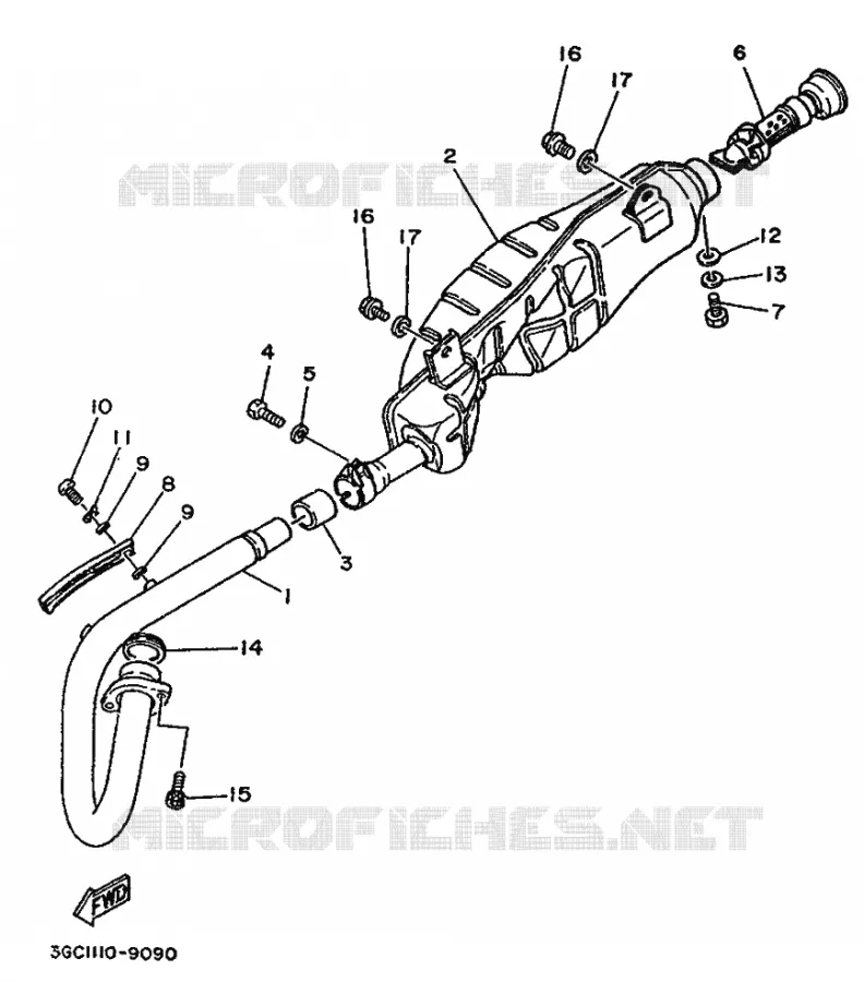 EXHAUST Yamaha QUAD 200 1990 YFM  YFM200DX