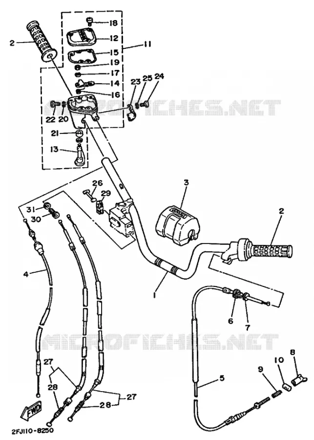 HANDLEBAR & CABLES Yamaha QUAD 80 1988 RAPTOR  YFM80T