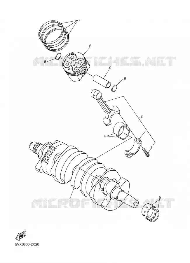 CRANKSHAFT / PISTON Yamaha MOTO 600 2007 FZ6 S2  FZ6-NHG