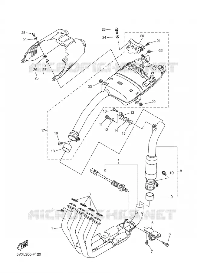 EXHAUST Yamaha MOTO 600 2007 FZ6 S2  FZ6-NHGW