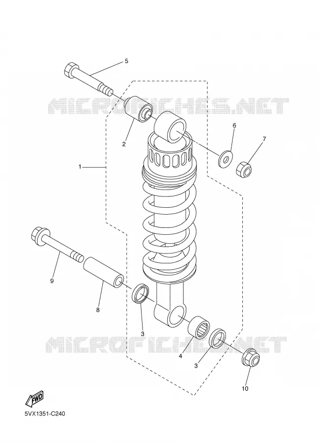 REAR SHOCK ABSORBER Yamaha MOTO 600 2007 FZ6 S2  FZ6-NHGW