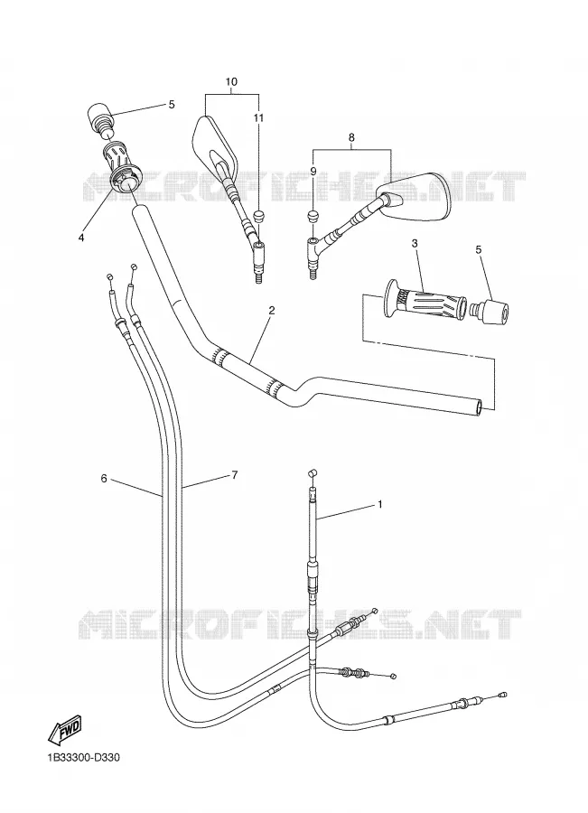 HANDLEBAR & CABLES Yamaha MOTO 600 2007 FZ6 S2  FZ6-NHGW