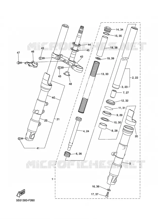 FRONT FORK Yamaha MOTO 600 2008 FZ6 S2  FZ6-NHGX