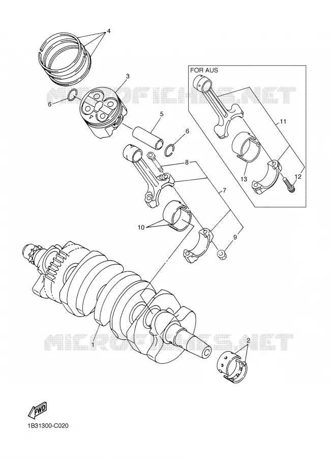 CRANKSHAFT / PISTON Yamaha MOTO 600 2004 FZ6  FZ6-NS