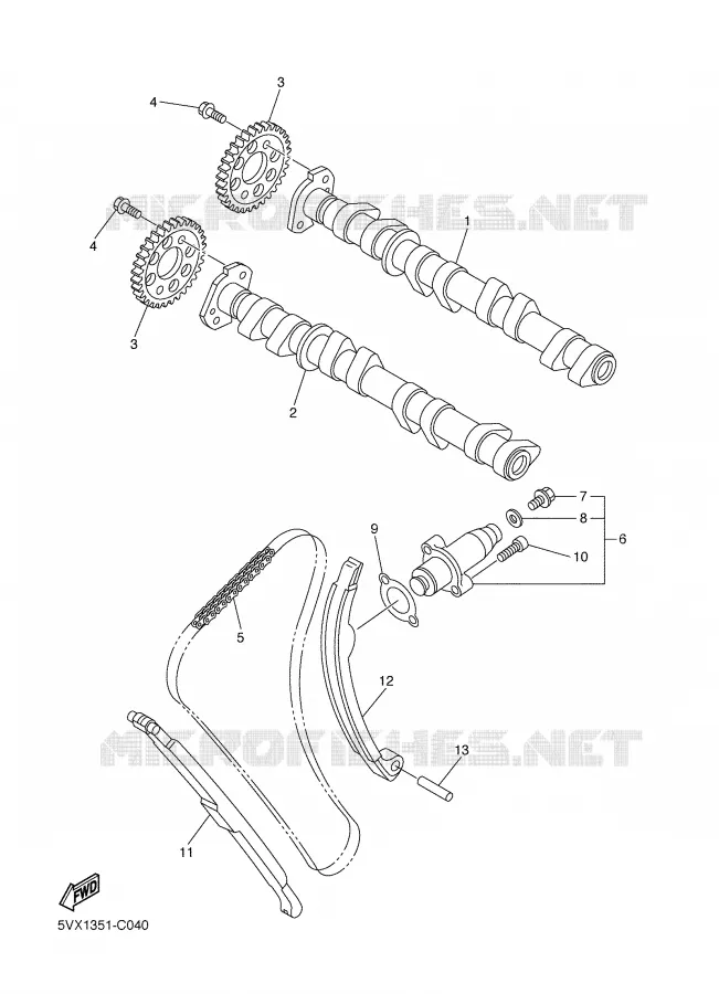 CAMSHAFT / TIMING CHAIN Yamaha MOTO 600 2004 FZ6  FZ6-NS