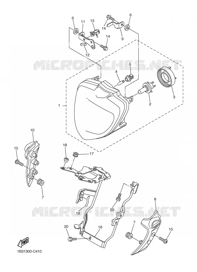 HEADLIGHT Yamaha MOTO 600 2004 FZ6  FZ6-NS