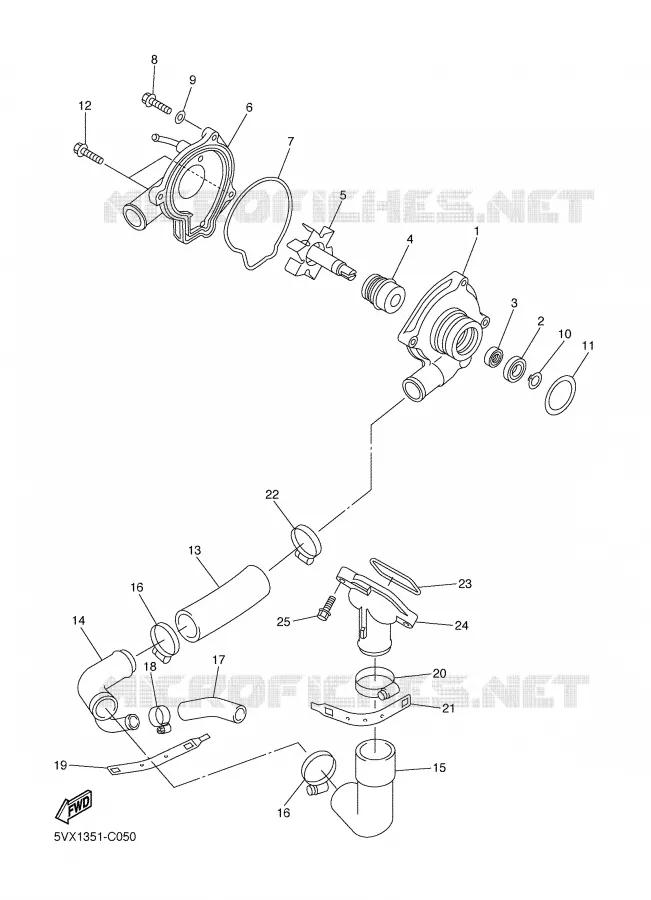 WATERPUMP / HOSES Yamaha MOTO 600 2005 FZ6  FZ6-NST