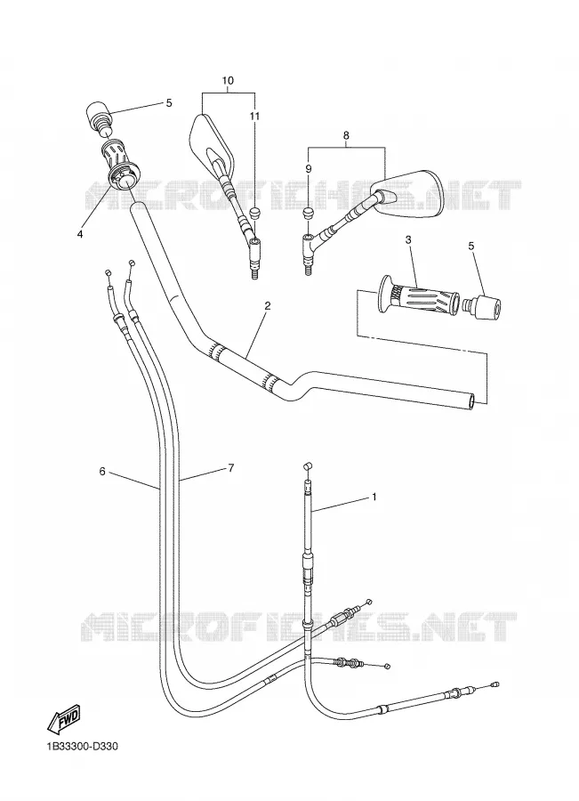 HANDLEBAR & CABLES Yamaha MOTO 600 2005 FZ6  FZ6-NST