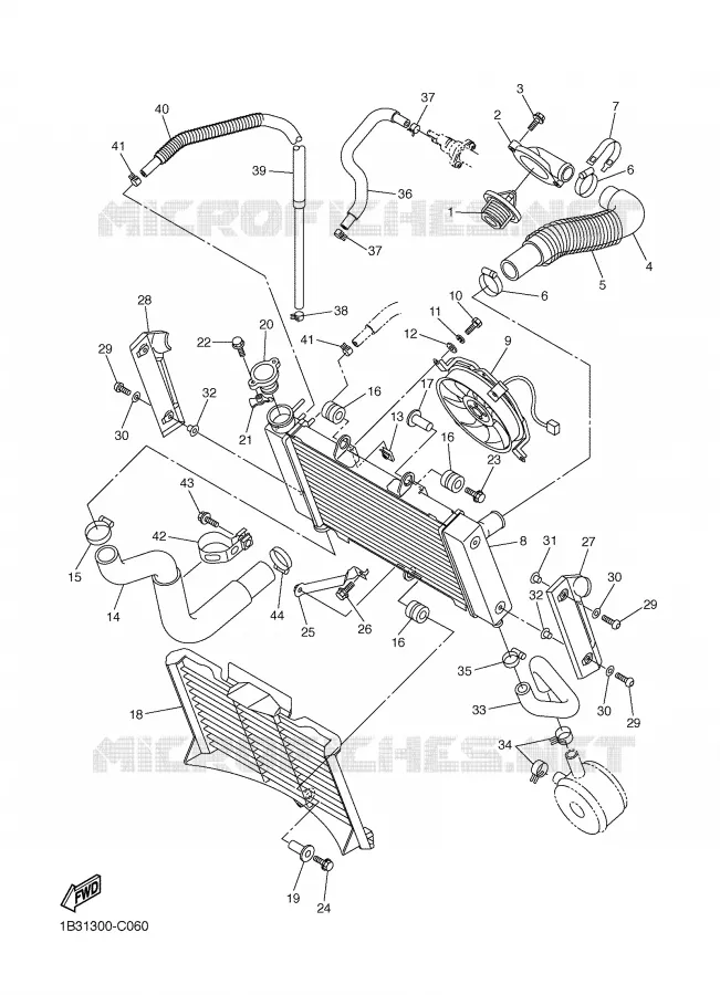 RADIATOR / HOSES Yamaha MOTO 600 2006 FZ6  FZ6-NSV