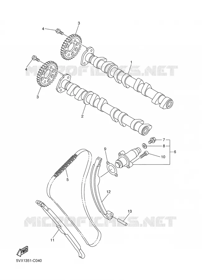 CAMSHAFT / TIMING CHAIN Yamaha MOTO 600 2006 FZ6  FZ6-NV