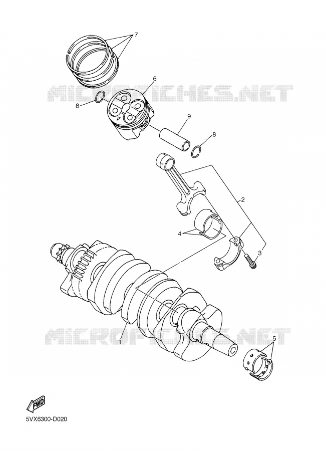 CRANKSHAFT / PISTON Yamaha MOTO 600 2006 FZ6  FZ6-NV