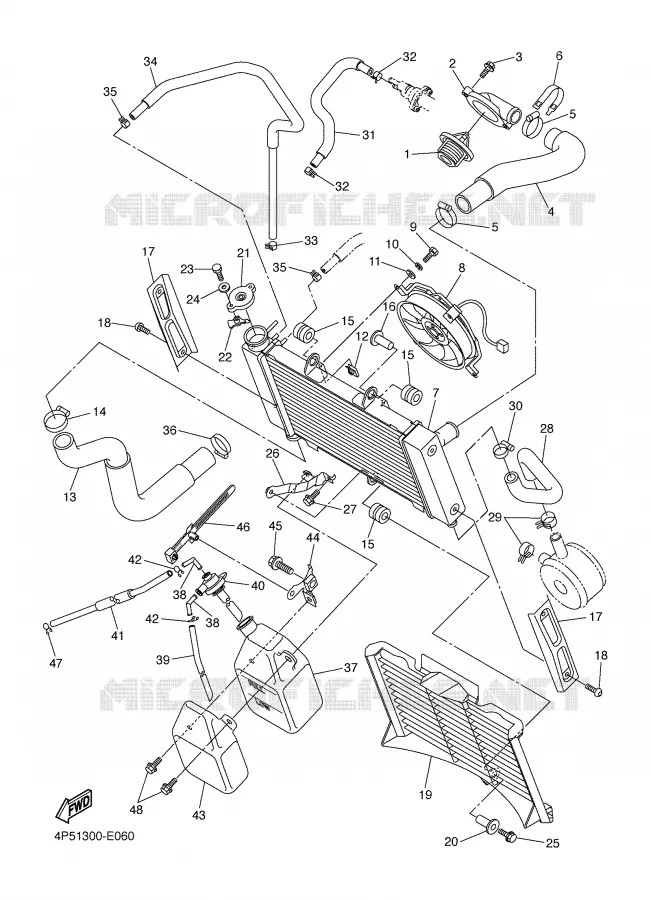 RADIATOR / HOSES Yamaha MOTO 600 2006 FAZER ABS  FZ6-SA