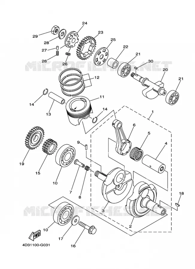 CRANKSHAFT / PISTON Yamaha QUAD 250 2012 RAPTOR  YFM250R