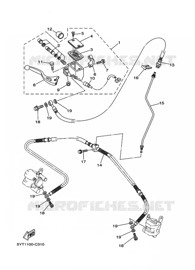 FRONT BRAKE MASTER CYLINDER Yamaha QUAD 350 2008 RAPTOR  YFM350 YFM35RX RAPTOR 350