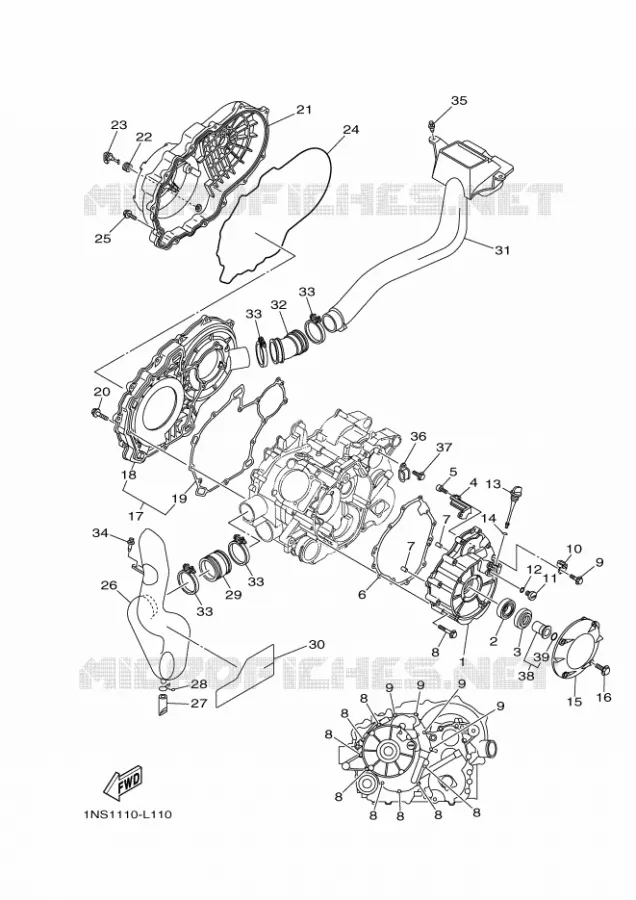 COVER - ENGINE 1 Yamaha QUAD 350 2013 GRIZZLY  YFM350FWA YFM35FGD