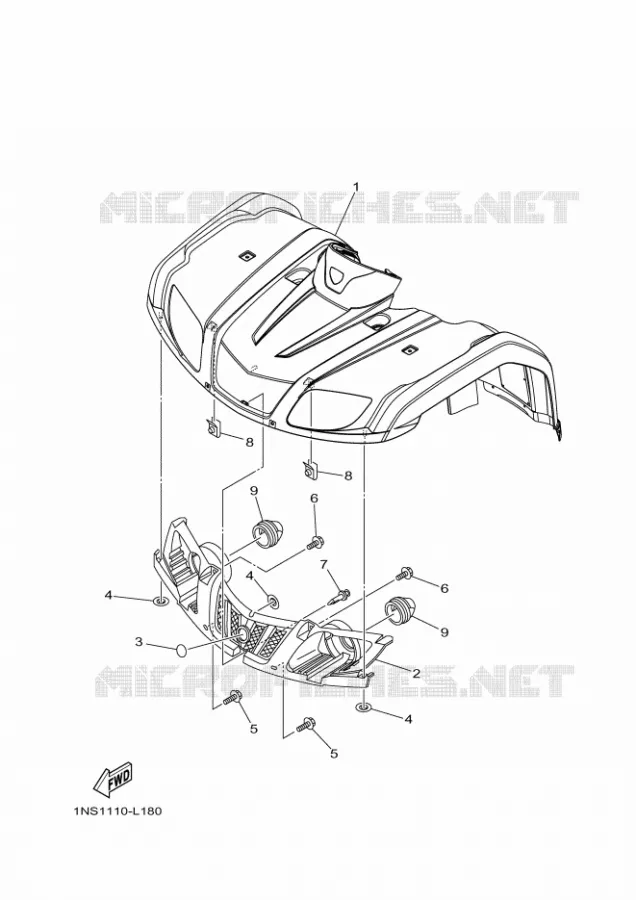 FRONT FENDER Yamaha QUAD 350 2013 GRIZZLY  YFM350FWA YFM35FGD